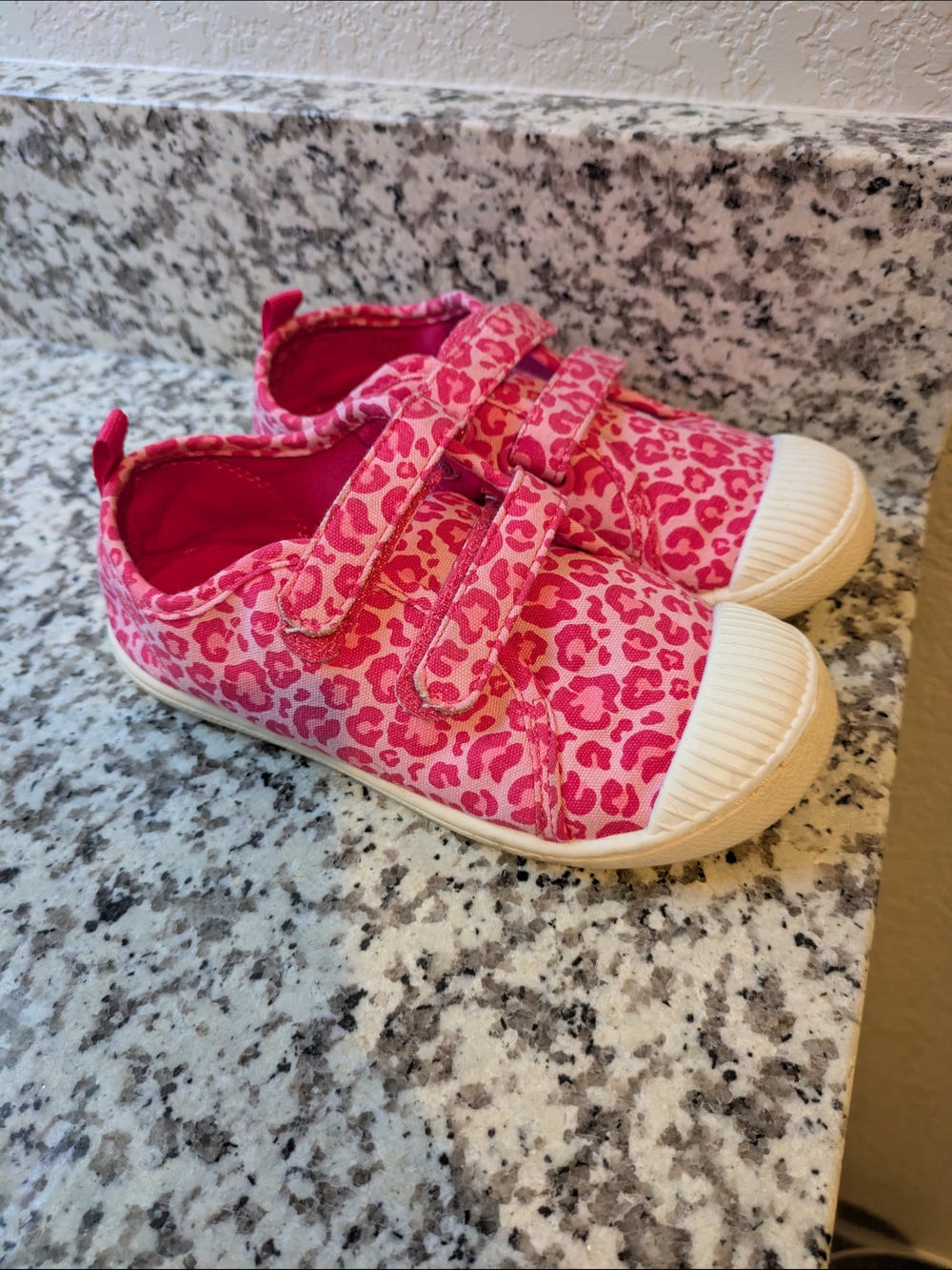 jumping beans Bright Pink Leopard Print Velcro Sneakers